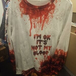 White and Red Graphic Long Sleeve Shirt